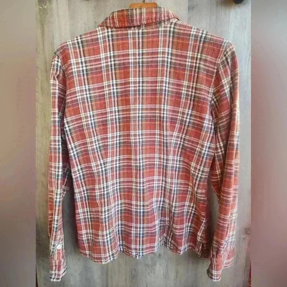Patagonia Organic Cotton Vintage Orange Plaid Button Up Flannel Size 10 Women’s - Picture 6 of 8